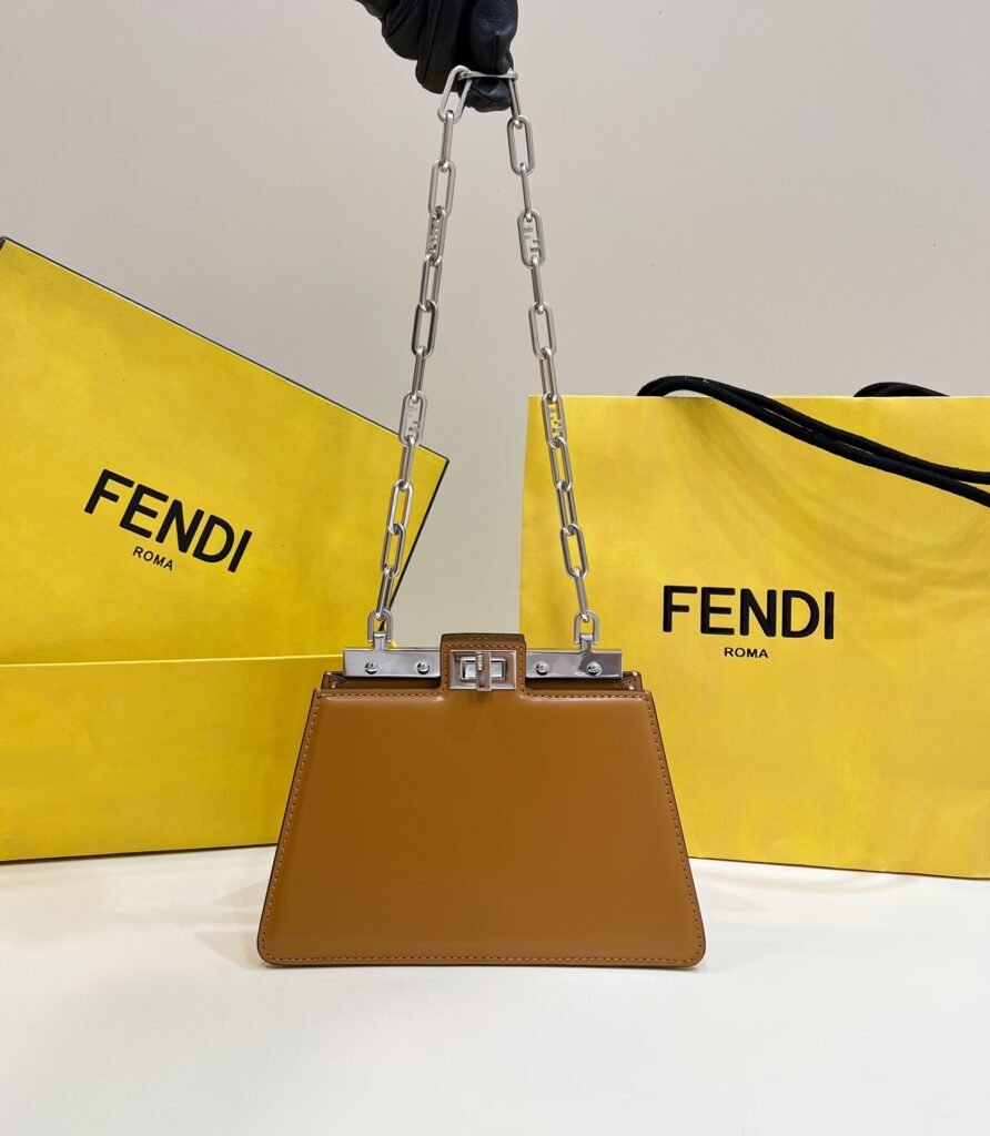Replica Fendi Peekaboo 20 O'Lock Bag in Brown – Front View