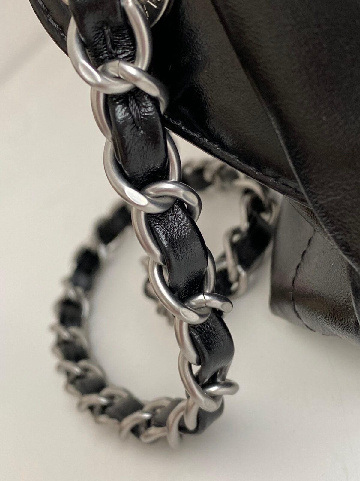 Black Cow Leather Chanel-Inspired Backpack