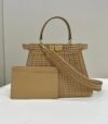 Fendi Peekaboo beige handbag front view