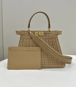 Fendi Peekaboo beige handbag front view