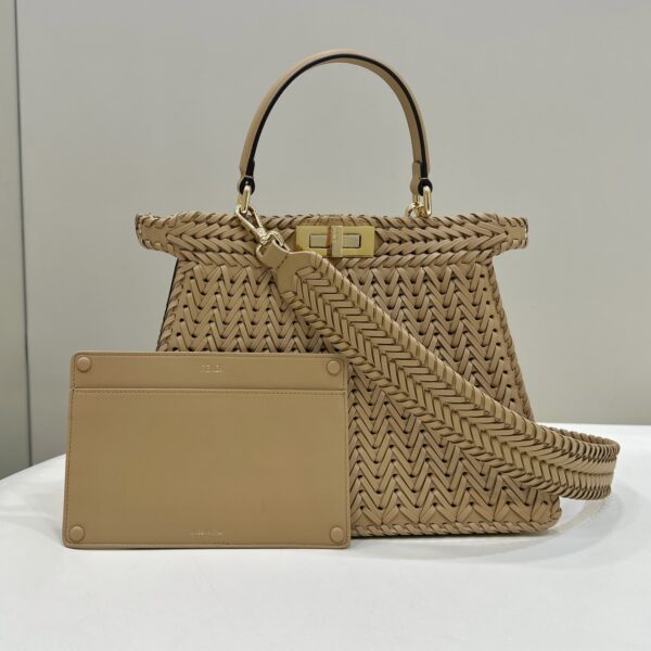 Fendi Peekaboo beige handbag front view