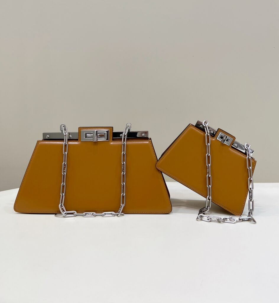 Replica Fendi Cut Petite Peekaboo handbag brown front view